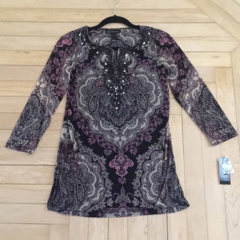 NWT I.N.C. Paisley Pattered Blouse Size Small